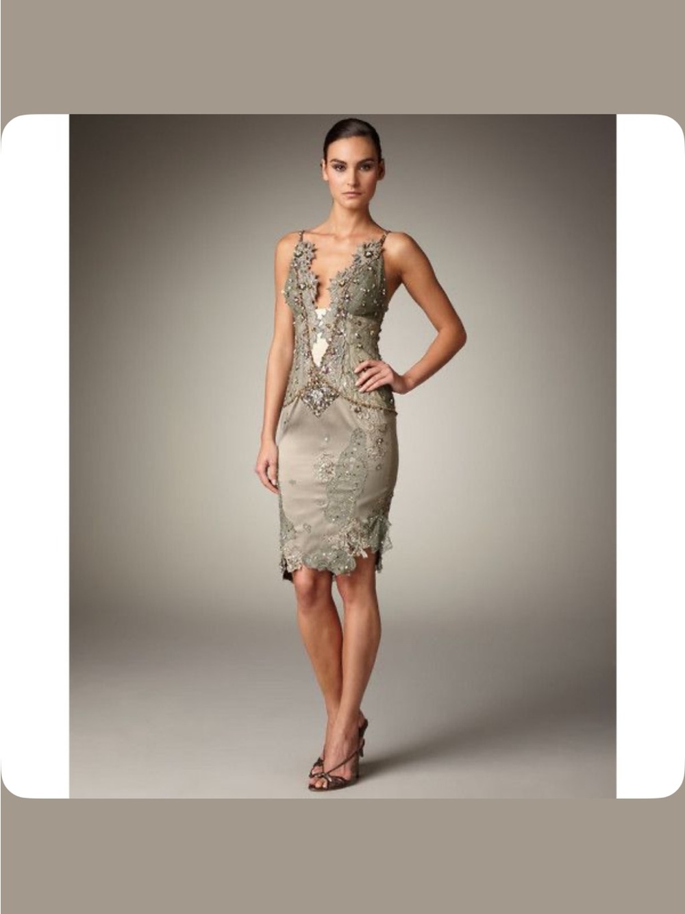 Mandalay Olive Embroidered Sheath Midi Dress - Women NWOT